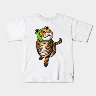 Tiger Tabby Frog Hat Kids T-Shirt
